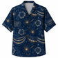 Labor Day Hawaiian Shirt- Navy Firework Flag and Bloom Print