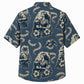 Labor Day Hawaiian Shirt- Navy Riveter Ribbon and Hibiscus Print