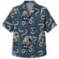 Labor Day Hawaiian Shirt- Navy Riveter Ribbon and Hibiscus Print