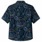 Labor Day Hawaiian Shirt- Navy Skyline Crane and Star Ring Print
