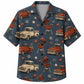 Labor Day Hawaiian Shirt- Pickup Truck and Kettle Grill Print on Blue