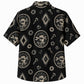 Labor Day Hawaiian Shirt- Raised Fist and Wrench Emblem Ikat Print