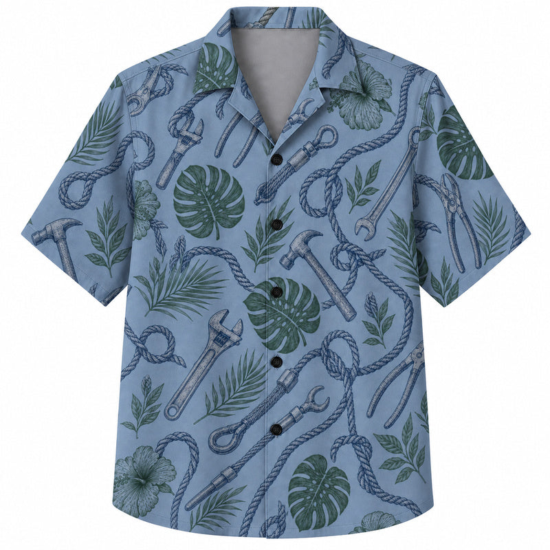 Labor Day Hawaiian Shirt- Rope Wrench Fern Toss Design for the Long Weekend