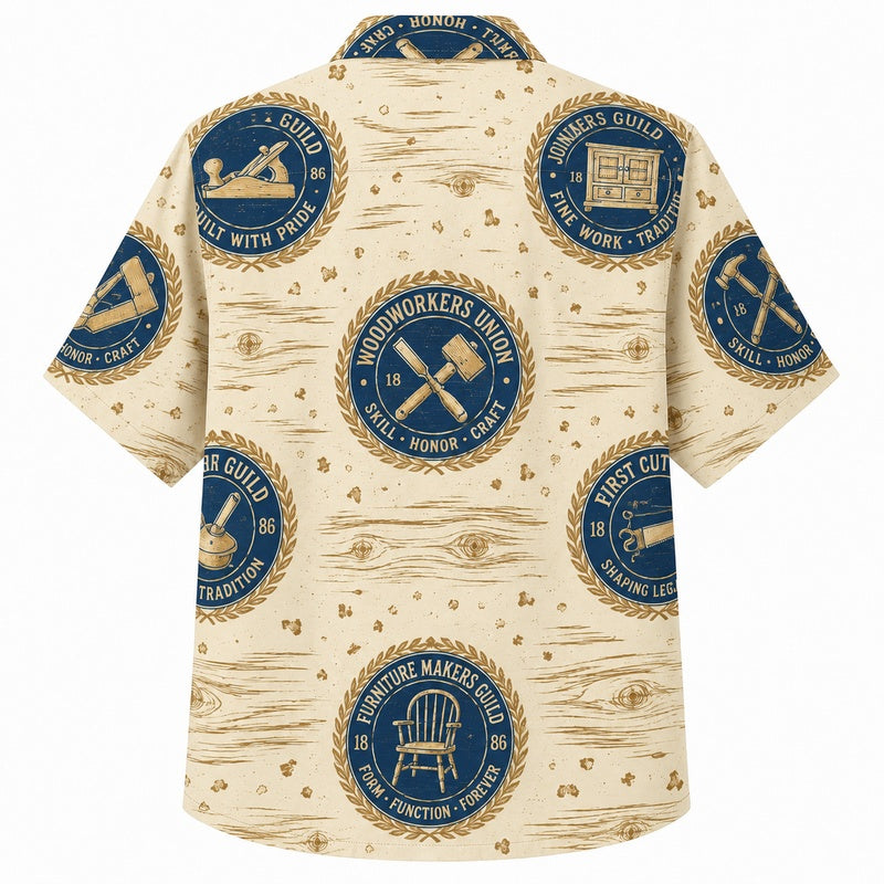 Labor Day Hawaiian Shirt Seal Emblem Cream Print for the Holiday