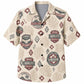 Labor Day Hawaiian Shirt- Solidarity Badge and Monstera Aztec Print