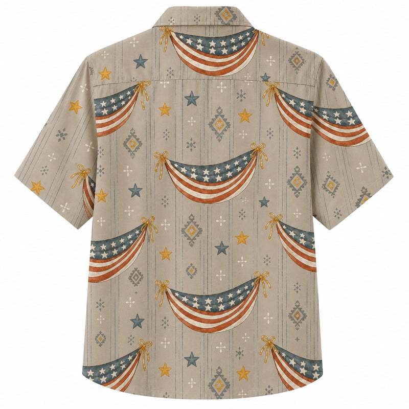 Labor Day Hawaiian Shirt- Star Bunting Banner Print for the Weekend