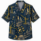 Labor Day Hawaiian Shirt- Starry Night Crane and Girder Skyline Print