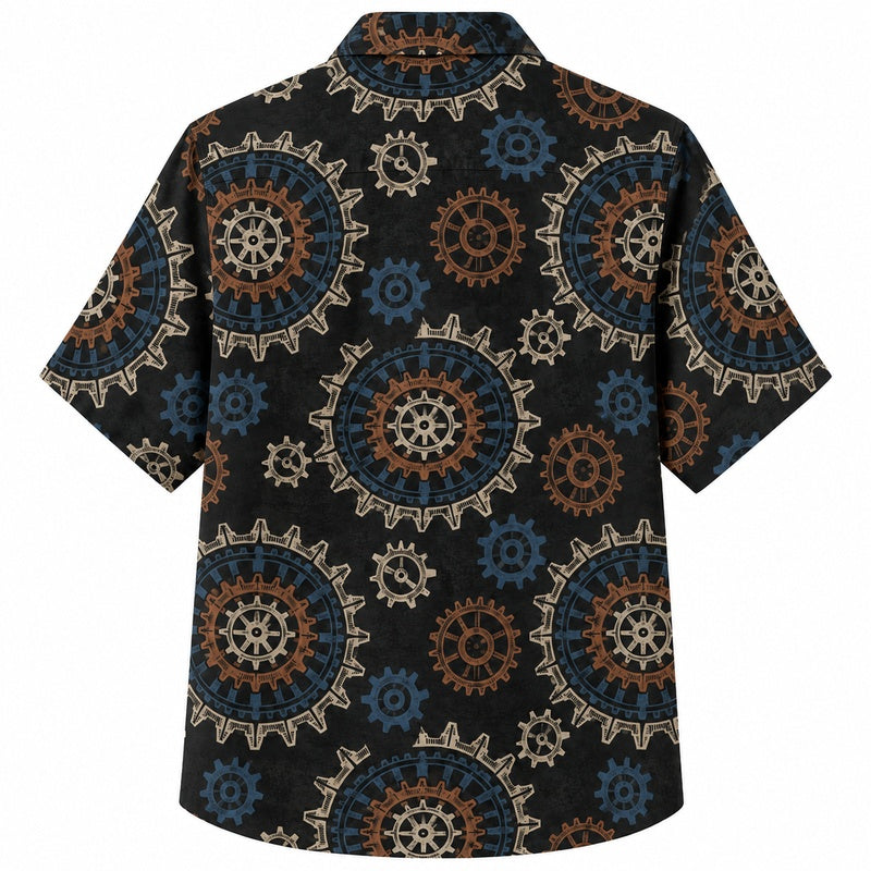 Labor Day Hawaiian Shirt Steampunk Gear Black Print for the Holiday