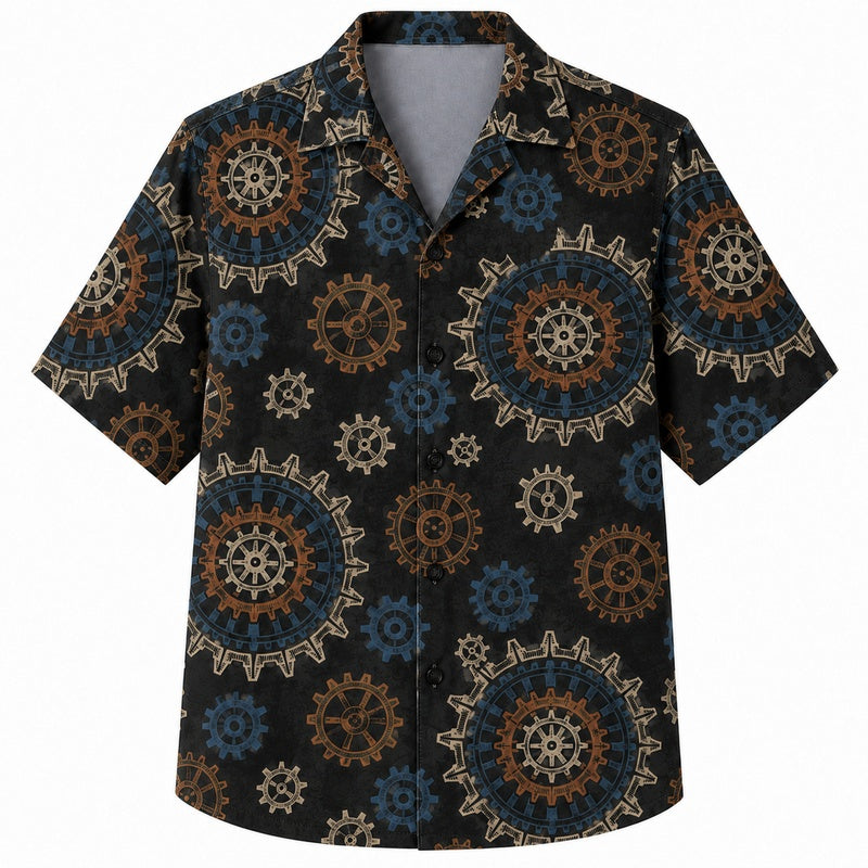 Labor Day Hawaiian Shirt Steampunk Gear Black Print for the Holiday