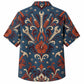 Labor Day Hawaiian Shirt- Symmetric Wrench and Hibiscus Damask Print