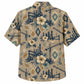 Labor Day Hawaiian Shirt- Tan Crane Tower and Hibiscus Print