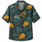 Labor Day Hawaiian Shirt- Teal Hard Hat Monstera Print for Summer