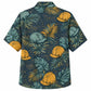 Labor Day Hawaiian Shirt- Teal Hard Hat Monstera Print for Summer