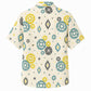 Labor Day Hawaiian Shirt- Teal and Gold Gear Aztec Diamond in Cream