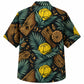Labor Day Hawaiian Shirt- Timber Log and Hard Hat Jungle Print in Black