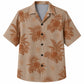 Labor Day Hawaiian Shirt- Tonal Hard Hat and Palm Print in Warm Tan