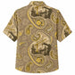 Labor Day Hawaiian Shirt- Tonal Paisley and Crane Skyline in Sand