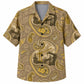 Labor Day Hawaiian Shirt- Tonal Paisley and Crane Skyline in Sand