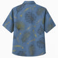 Labor Day Hawaiian Shirt- Tonal Palm Frond and Gold Spark on Chambray