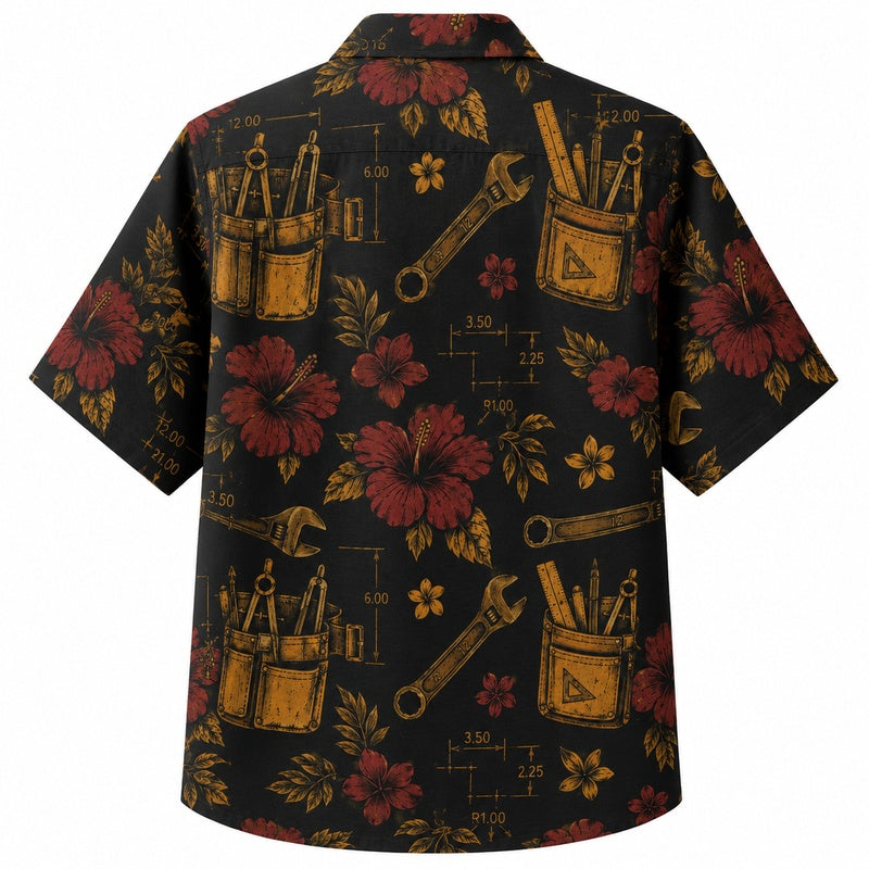 Labor Day Hawaiian Shirt- Tool Pouch Hibiscus Bloom Print for Summer