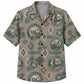 Labor Day Hawaiian Shirt- Trade Union Badge and Hibiscus Print