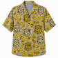 Labor Day Hawaiian Shirt- Union Patch and Tape Measure Ribbon in Khaki