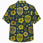 Labor Day Hawaiian Shirt- Union Shield Badge and Golden Hibiscus Print