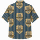 Labor Day Hawaiian Shirt- Union Shield Pinstripe Print for Workers