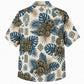 Labor Day Hawaiian Shirt- Vintage Gear and Tapa Leaf Print in Cream