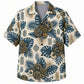 Labor Day Hawaiian Shirt- Vintage Gear and Tapa Leaf Print in Cream
