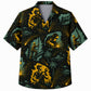 Labor Day Hawaiian Shirt- Welder Spark and Island Palm Print in Teal