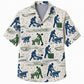 Labor Day Hawaiian Shirt- White Carpenter Sawhorse Scene Print