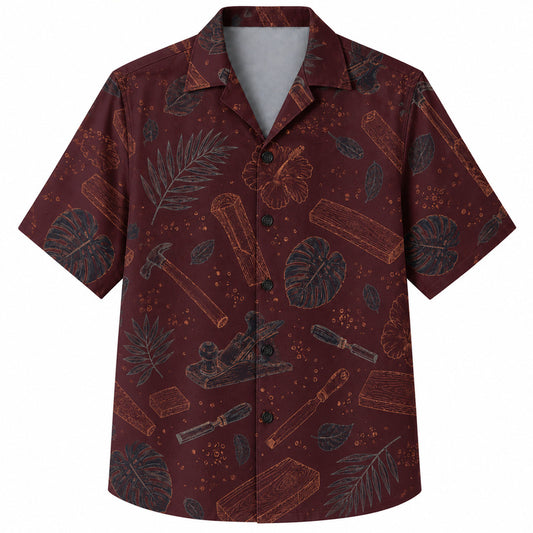 Labor Day Hawaiian Shirt- Woodwork Tool Sketch Print for Workers