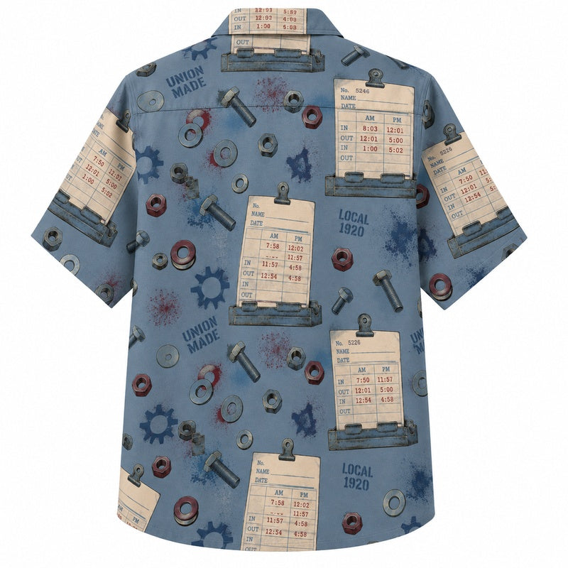 Labor Day Hawaiian Shirt Work Ticket Blue Print for the Holiday