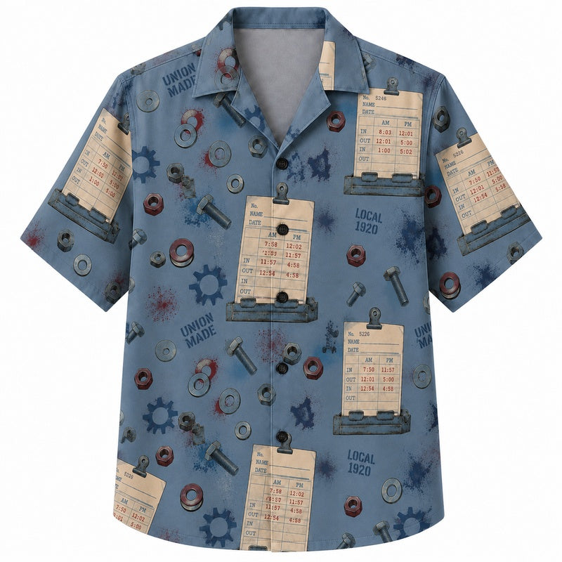 Labor Day Hawaiian Shirt Work Ticket Blue Print for the Holiday