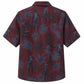 Labor Day Hawaiian Shirt- Worker Silhouette Leaf Print in Maroon