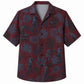 Labor Day Hawaiian Shirt- Worker Silhouette Leaf Print in Maroon