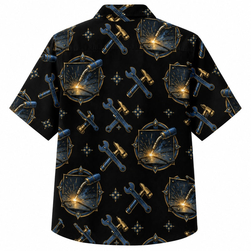 Labor Day Hawaiian Shirt Wrench Spark Black Print for the Holiday