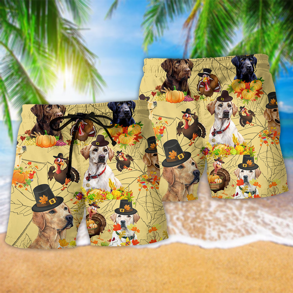 Labrador Retriever Thanksgiving Family Art – Beach Short