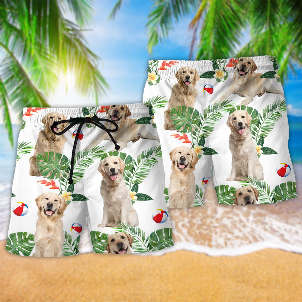 Labrador Retriever Dog Tropical Leaf Cute Style - Beach Short