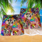 Llama Happiness Smile Colorful Art – Beach Short