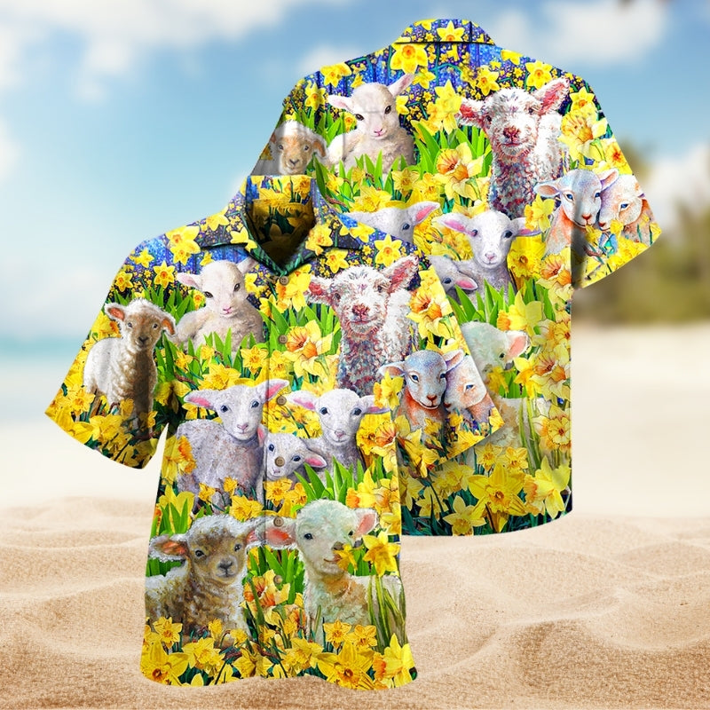 Lamb And Flowers Love Animals Limited Edition – Hawaiian Shirt
