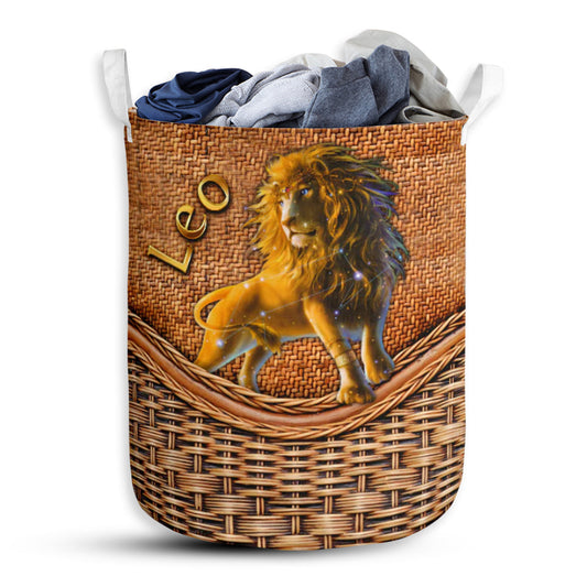 Leo Zodiac Rattan Teaxture - Laundry Basket - Owls Matrix LTD