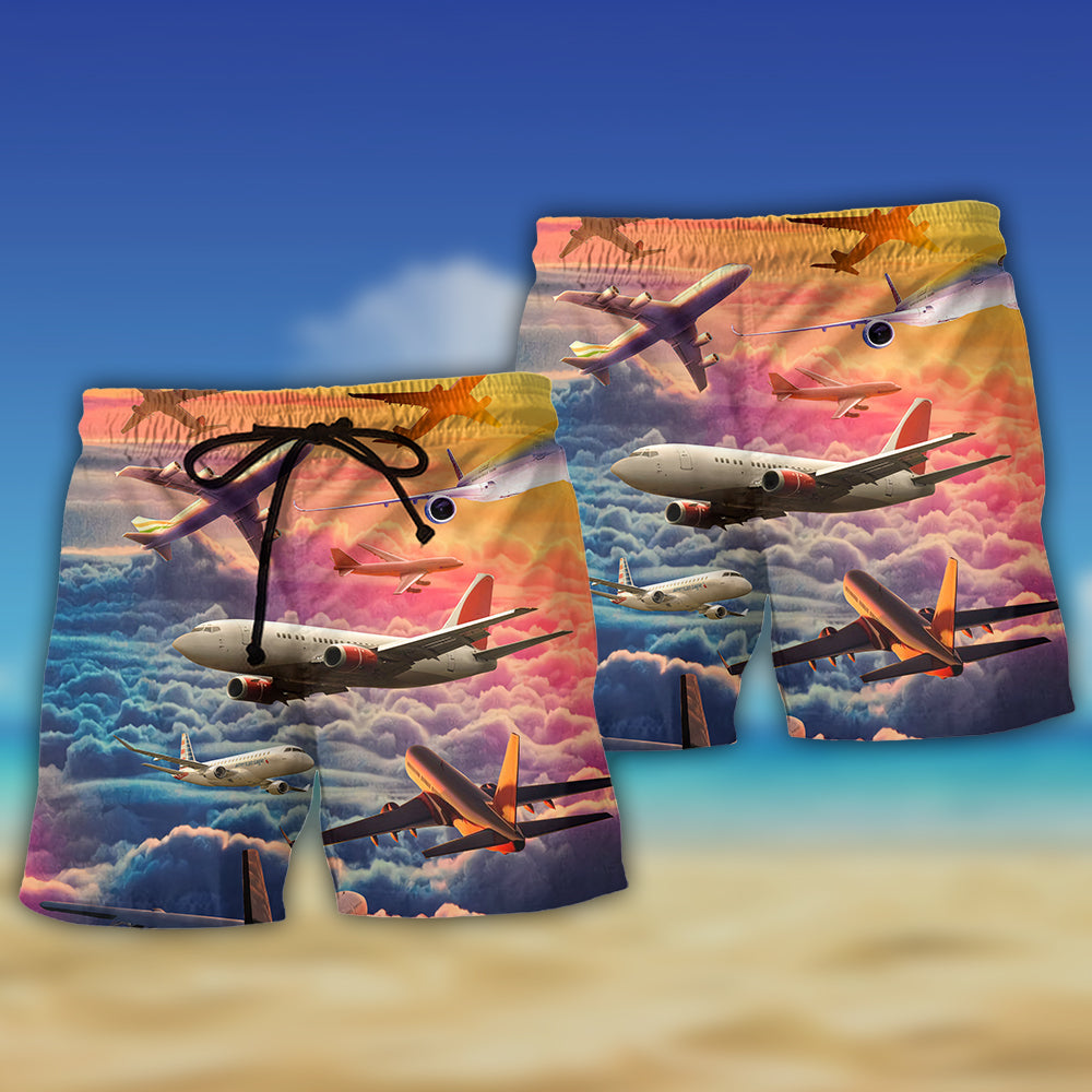 Airplane Let Your Dreams Take Flight Style - Beach Short - Owls Matrix LTD