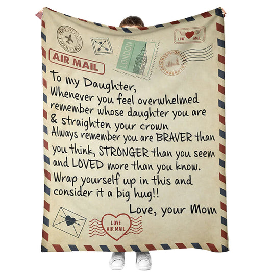 Dear Mom Daughter Love Letter 50 x 60 Inch Flannel Blanket For Cozy Bedroom And Sofa Decor