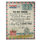 Dear Mom Letter I Love You 50 x 60 Inch Flannel Blanket For Cozy Bedroom And Sofa Decor