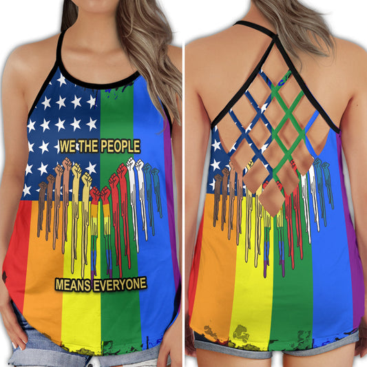 LGBT We The People Means Everyone Equality Message Art - Hollow Tank Top