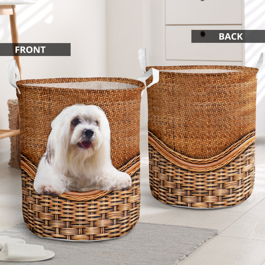 Lhasa Apso Dog Rattan Teaxture - Laundry Basket - Owls Matrix LTD