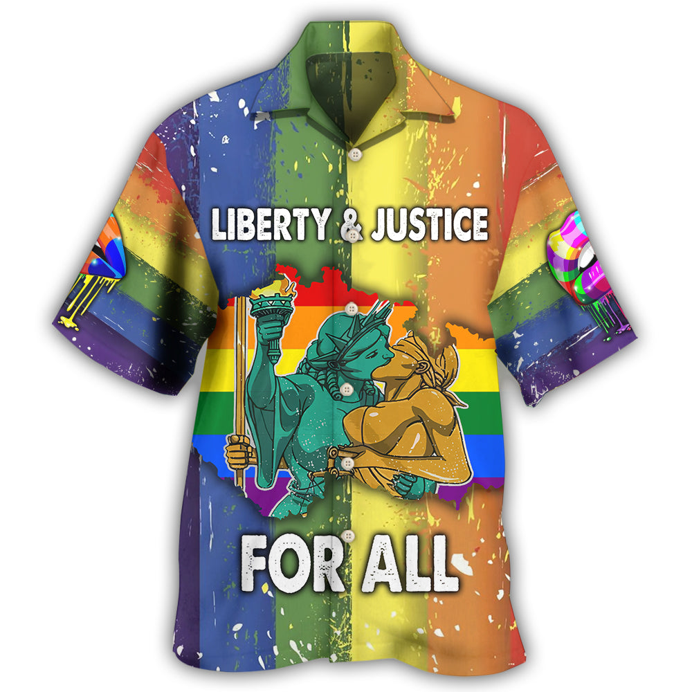 Liberty And Justice Rainbow Equality - Hawaiian Shirt