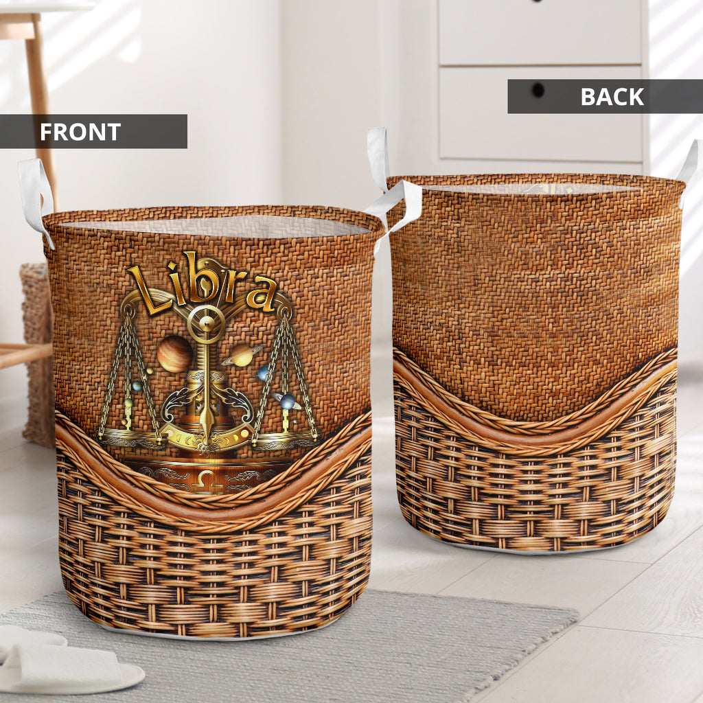 Libra Zodiac Rattan Teaxture - Laundry Basket - Owls Matrix LTD
